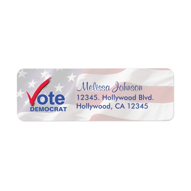 Personalized Vote Democrat Return Address Labels (Front)