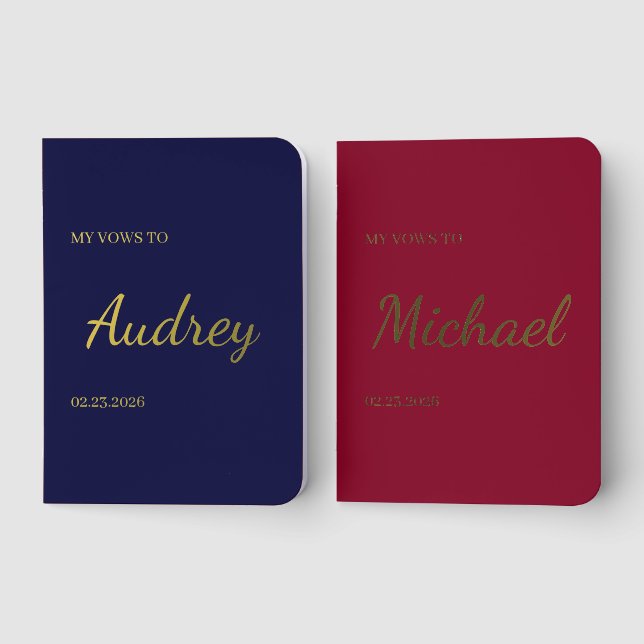 Personalized Vow Books Elegant Bride & Groom Gift (Front)