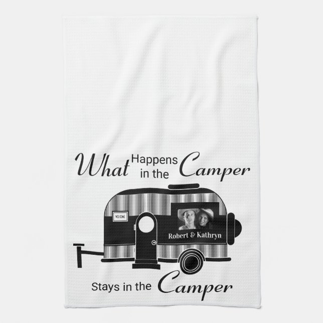 Personalized w/Photo Camper Kitchen Towel (Vertical)
