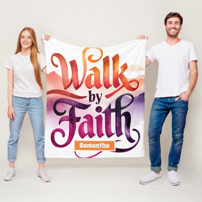 Personalized Walk By Faith Christian  Fleece Blanket (In Situ)