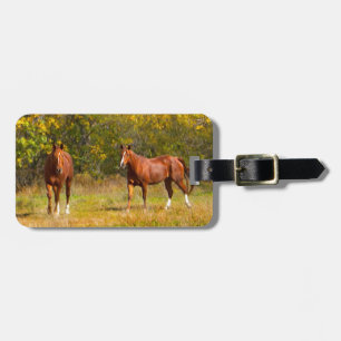 Personalized Walking Fall Horses Luggage Tag