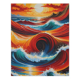 Personalized Wall Art, Canvas -Waves on Fiery