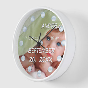Personalized Wall Clock Baby's Name and Birth Date