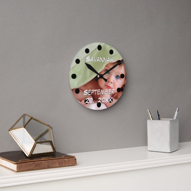 Personalized Wall Clock Baby's Name and Birth Date (Office)