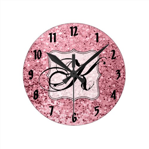 Personalized Wall Clock Rose Gold Glitter