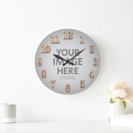 Personalized Wall Clocks Big Wood Numbers Photo | Zazzle