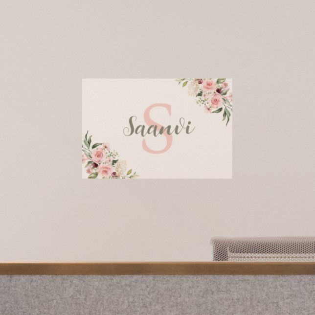 Personalized wall decal with initial and name (Office)