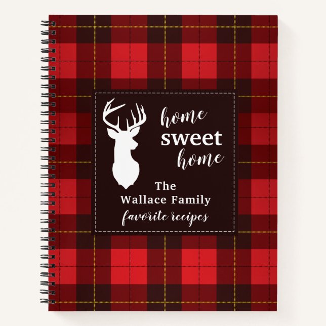 Personalized Wallace Tartan Plaid Family Recipe Notebook (Front)