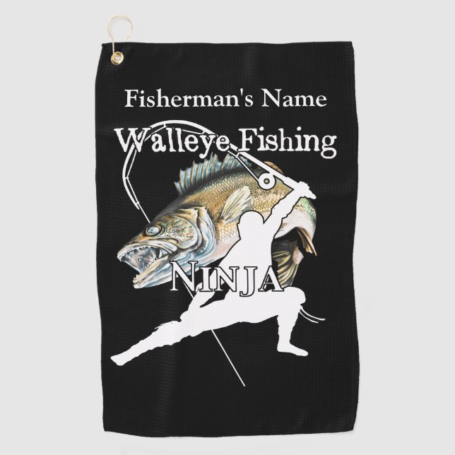 Personalized Walleye Fishing Ninja D Fishing Towel (Front)