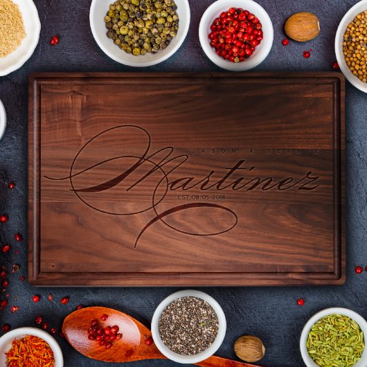 Personalized Walnut Cutting Board w/Juice Groove (Front)