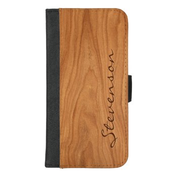 Personalized Walnut Wood Grain Look Iphone 8/7 Plus Wallet Case by CityHunter at Zazzle