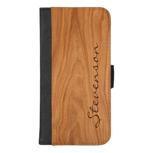 Personalized Walnut Wood Grain Look iPhone 87 Plus Wallet Case