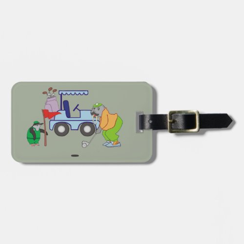 Personalized Walrus Golf Penguin Caddie Luggage Tag