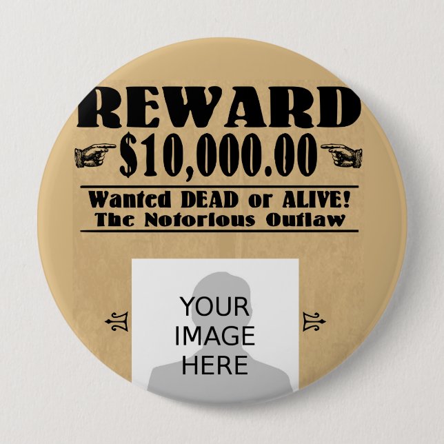 Personalized Wanted Dead or Alive Button (Front)