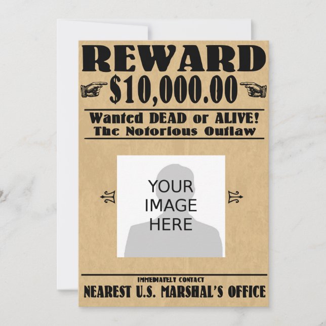 Personalized Wanted Dead or Alive Invitation (Front)