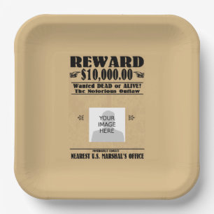 Personalized Wanted Dead or Alive Paper Plates