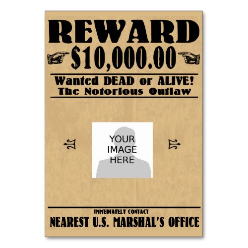 Personalized Wanted Dead or Alive Table Number