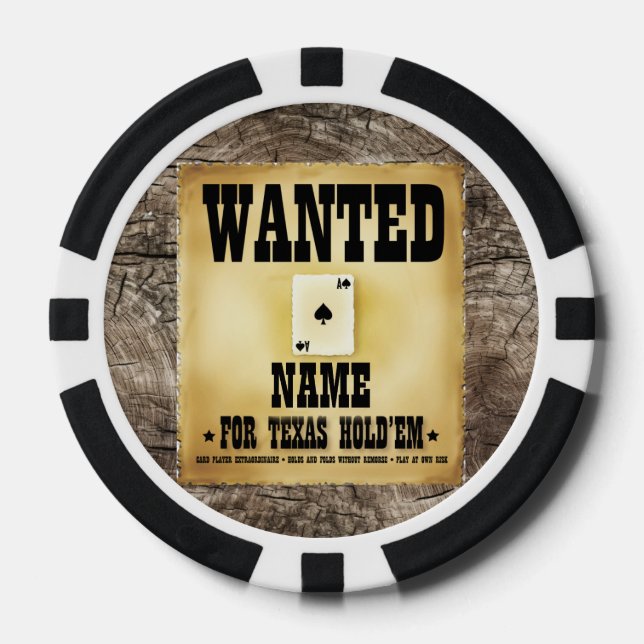 Personalized Wanted for Texas Hold'em Poker Chips (Front)