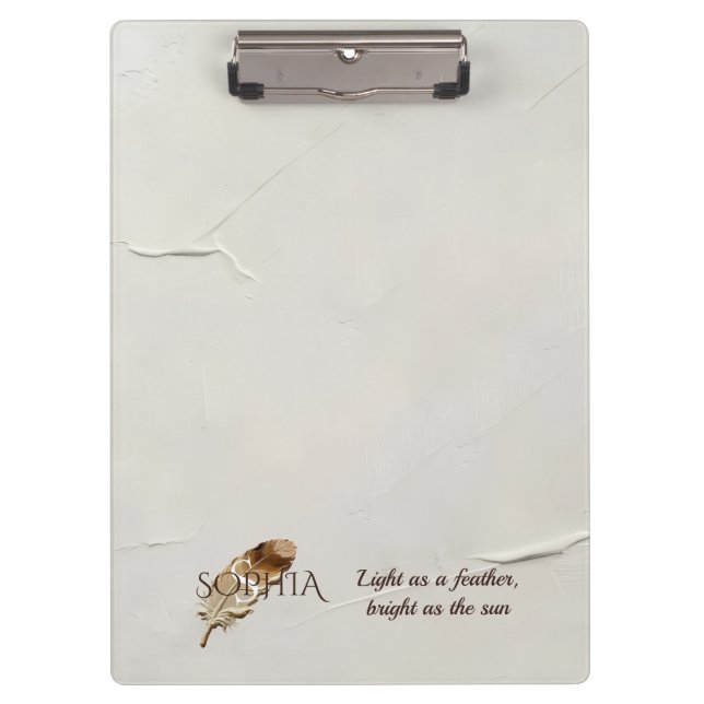 Personalized Warm Brown Feather Monogram  Clipboard (Front)