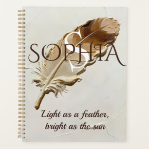 Personalized Warm Brown Feather Monogram  Planner