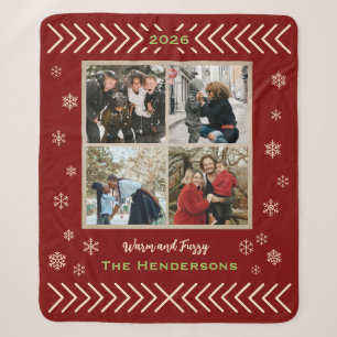 Personalized Warm Rustic Cozy Photo Collage Year Sherpa Blanket