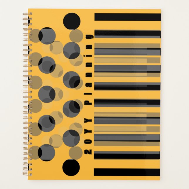 Personalized Warm Yellow Black Inspired Planner (Front)