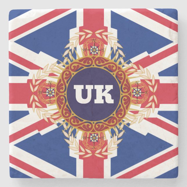 Personalized Warped UK Monogram Stone Coaster (Front)