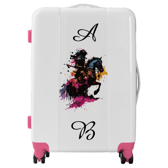 Personalized Warrior Horse Watercolor Luggage (Front)