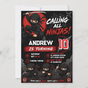Personalized Warrior Ninja Birthday Invitation