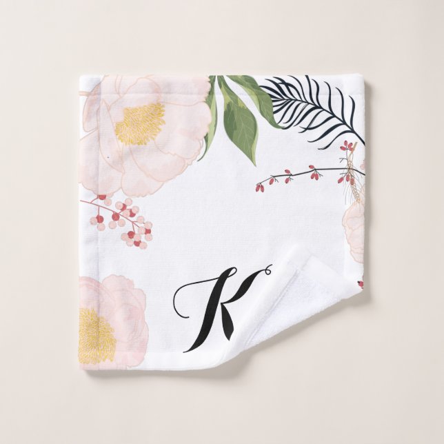 Personalized Wash Cloth Baby Pink Cosmos on White (Wash Cloth)