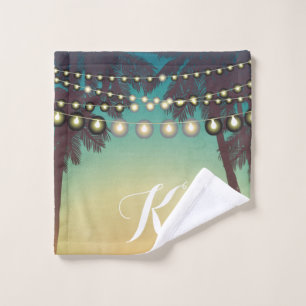 Personalized Wash Cloth Beach Sunset Palm Tree Str