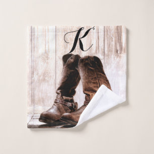 Personalized Wash Cloth boots country rustic weste