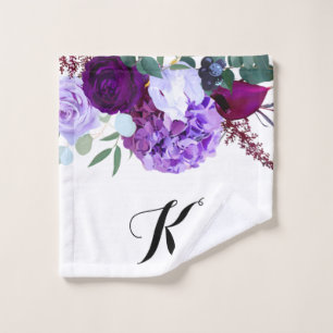 Personalized Wash Cloth Lavender Hibiscus on White