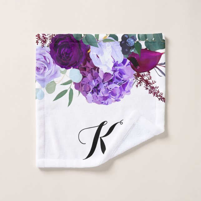 Personalized Wash Cloth Lavender Hibiscus on White (Wash Cloth)