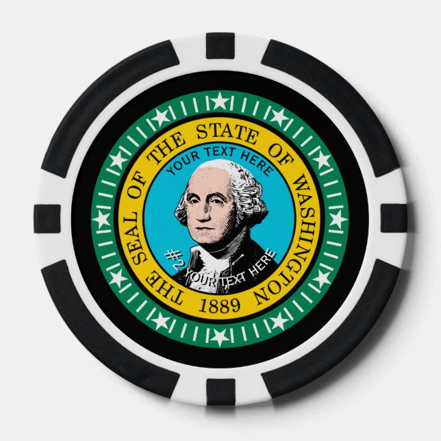 Personalized Washington State Flag on a Poker Chips (Front)