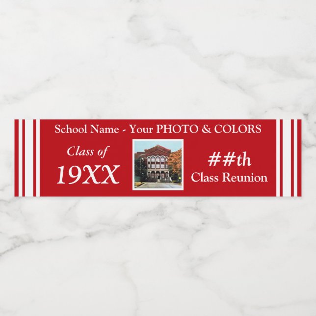 Personalized Water Bottle Labels, Class Reunion Label (Single Label)
