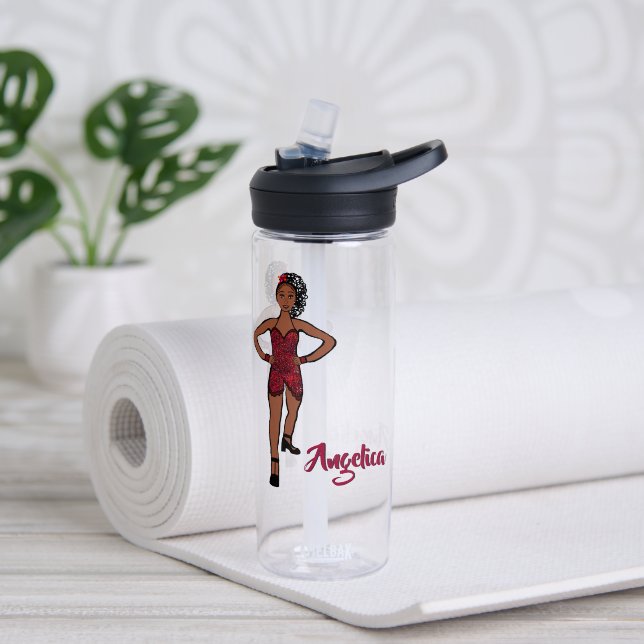Personalized Water Bottle Ruby Ruffle #1 (Yoga (Rotated))