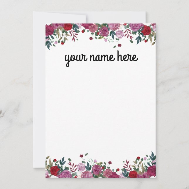 Personalized Water Color Floral Notecards (Front)