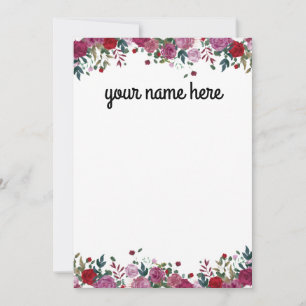 Personalized Water Color Floral Notecards