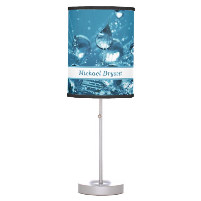 Personalized Water Drop Raindrop Blue Table Lamp (Front)