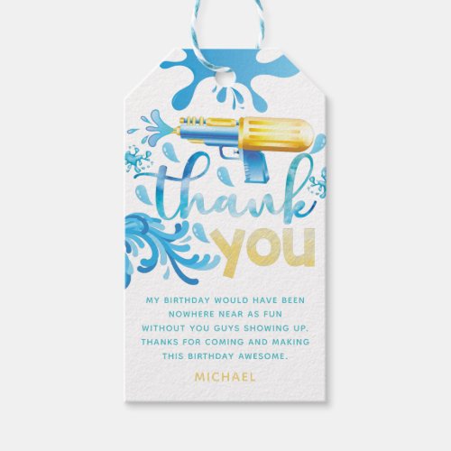 Personalized Water Gun Summer Birthday Thank you Gift Tags