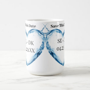 Personalized Water Heart  Save This Date Coffee Mug