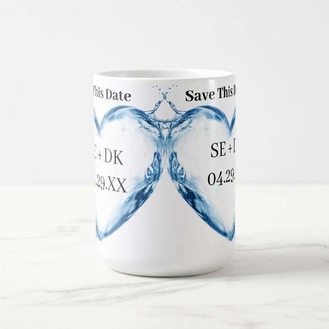 Personalized Water Heart  Save This Date Coffee Mug (Center)