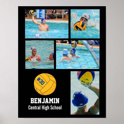 Personalized Water Polo Photo Collage Team Name  Poster