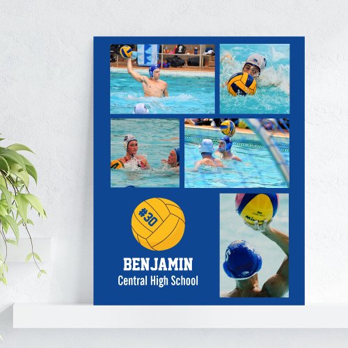 Personalized Water Polo Photo Collage Team Name   Poster