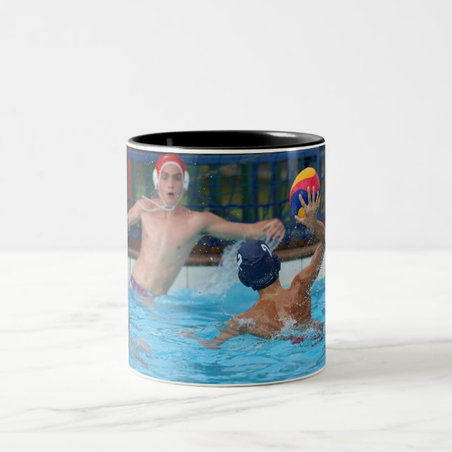 Personalized Water Polo Sport Photo Two-Tone Coffee Mug (Center)