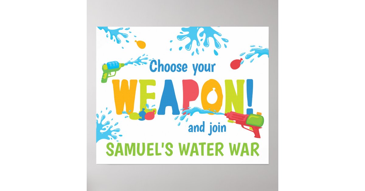 Personalized Water War Birthday Party Sign