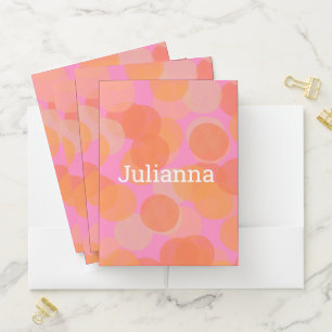 Personalized Watercolor Abstract Pink Orange Pocket Folder