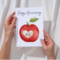 Personalized Watercolor Apple Anniversary Card