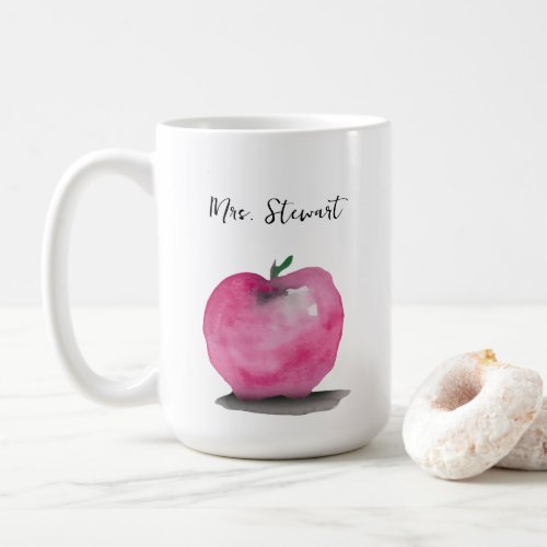 Personalized watercolor apple Teacher Name Coffee Mug